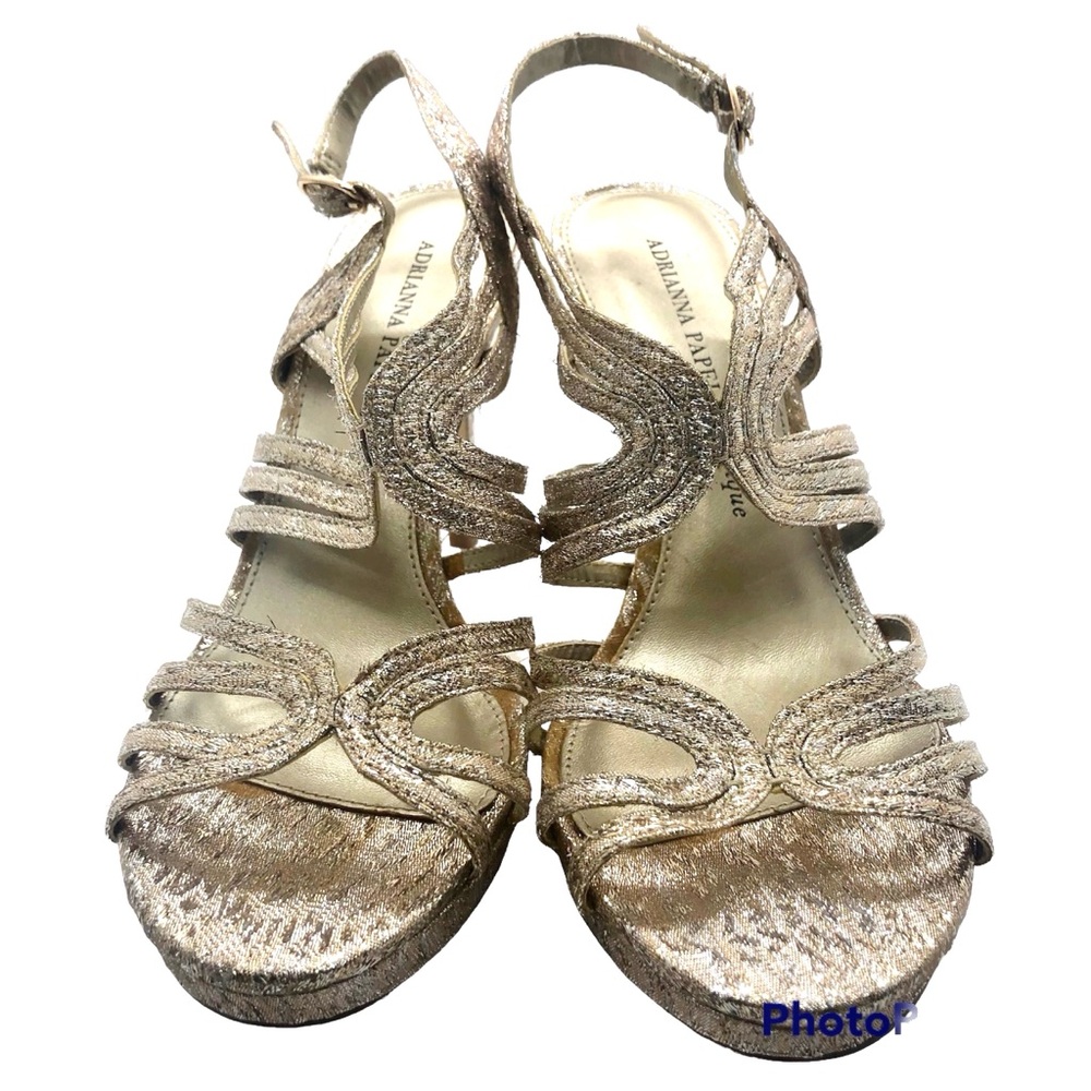 Adrianna Papell Boutique Sparkly Textile Strappy Slingback Sandal 4 Inch Heels 8